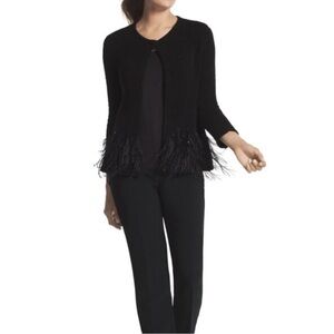 NWT Chico’s Camilla Feather Sequins Cardigan Sweater Jacket 3/4 Sleeve 2/Large